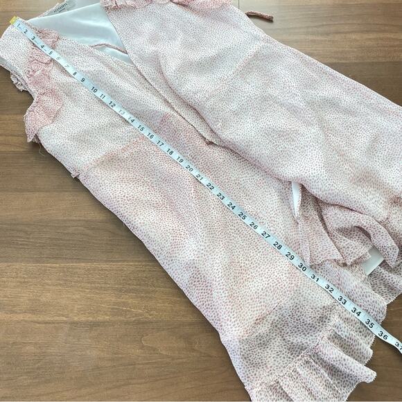 ALLSAINTS Women’s Priya Leox Dress Pink & White Polkadot Ruffle Wrap Flowy Light - Picture 7 of 10